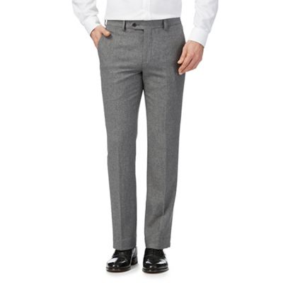 Grey flat front trousers with wool